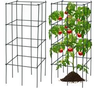 CostwayLot de 4 Treillis à Tomates de Jardin pour Plantes Grimpantes Piquets de Support en Métal Résistant à la Rouille 40 x 40 x 100 cm