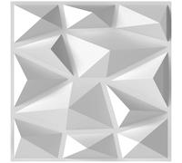 CostwayLot de 50 Panneaux Muraux 3D Décoration Murale en PVC Résistant au Feu avec Accent Diamant Panneaux Carrés 30 x 30cm Couvre 4,5m2 Blanc