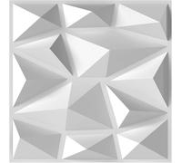 CostwayLot de 50 Panneaux Muraux 3D Décoration Murale en PVC Résistant au Feu avec Accent Diamant Panneaux Carrés 30 x 30cm Couvre 4,5m2 Blanc