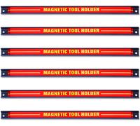CostwayLot de 6 Barres Magnétiques Porte-outils Magnétiques Capacité 6x10kg en Acier, 46x2,3x1,25cm, Rouge+Noir+Jaune
