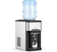 COSTWAY Machine à Glaçons avec Fontaine d'Eau Froide/Chaude 3 en 1 20kg/24h 340 W Cube de Glace 10-13 min 12 Pièces pour Bar