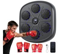 CostwayMachine de Boxe Musicale avec 9 Modes 10 Vitesses 2 Modes Fixation Murale Écran à LED Connexion sans Fil et Gants
