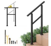 CostwayMain Courante pour Escalier en Métal Rampe d'Escalier Compatible avec les Marches Réglage d'Angle Flexible Kit d'Installation