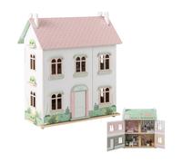 CostwayMaison de Poupée en Bois à 3 Niveaux Toits Double Face et Portes Ouvrables Maison de Rêve pour Les Enfants de 3 Ans et Plus Rose