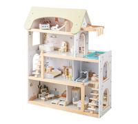 CostwayMaison de Poupée en Bois Maison de Jeux pour Enfants avec 33 Accessoires de Meubles Jeu de Maison Familiale Moderne pour 3 + Ans Vert