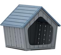 CostwayMaison en Plastique Imperméable pour Chat Condo Intérieur et Extérieur avec Aérations & Toit en Pente Abri pour Animaux Bleu