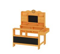 CostwayMarchande Enfants en Bois Massif Épicerie Supermarché Jouet avec Tableaux Noirs Horloge et Tiroirs pour 3 Ans+ 111 x 81,5 x 119 cm Jaune