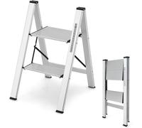 COSTWAY Escabeau Pliant 2 Marches en Aluminium Portable avec Plateforme Large Marche Antidérapante Pieds en Caoutchouc Charge 150KG