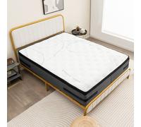 CostwayMatelas 140x200 CM de 32 CM d Épaisseur Matelas Hybride Infusé de Gel Frais H2 avec Soutien à 7 Zones Mousse à Mémoire Ressorts Ensachés