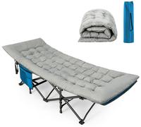 CostwayMatelas de Camping Inclinable en Velours Cristal Matelas de Couchage avec 4 Sangles de Fixation Poche de Fixation de Lit 190x70x7 cm Gris