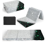 CostwayMatelas de Sol Pliable en 3 Parties pour Enfants Tapis de Sieste Phosphorescent avec Housse Amovible et Lavable en Machine Gris