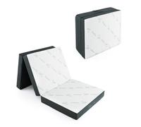 CostwayMatelas en Mousse Pliable en 3 Sections 80x193CM Matelas d'appoint Camping avec Poignée/Bande Velcro pour Chambre/Voyage/Gym