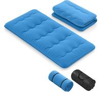 CostwayMatelas Futon Japonais 1 Personnes Lit de Couchage Enroulable de Sol Pliable et Portable avec Sac de Transport 90x200CM Bleu