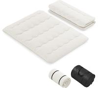 CostwayMatelas Futon Japonais Portable 140 x 200 cm Rembourrage en Coton Matelas de Sol Pliable pour 2 Personnes Sac de Transport Beige