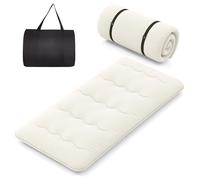 CostwayMatelas Roulé Au Sol avec Housse Lavable Matelas de Couchage Portable et Pliable avec Sac de Transport Twin Beige