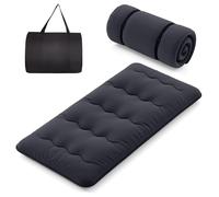 CostwayMatelas Roulé Au Sol avec Housse Lavable Matelas de Couchage Portable et Pliable avec Sac de Transport Twin Noir