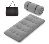 CostwayMatelas Roulé Au Sol avec Housse Lavable Matelas de Couchage Portable et Pliable avec Sac de Transport Twin Gris