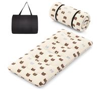 CostwayMatelas Roulé Au Sol avec Housse Lavable Matelas de Couchage Portable et Pliable avec Sac de Transport Twin Brun
