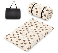 CostwayMatelas Roulé Au Sol avec Housse Lavable Matelas de Couchage Portable et Pliable avec Sac de Transport Double Brun