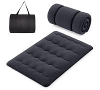 CostwayMatelas Roulé Au Sol avec Housse Lavable Matelas de Couchage Portable et Pliable avec Sac de Transport Double Noir