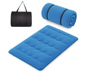 CostwayMatelas Roulé Au Sol avec Housse Lavable Matelas de Couchage Portable et Pliable avec Sac de Transport Double Bleu