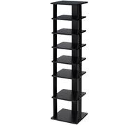 CostwayMeuble à Chaussures 7 Niveaux en Forme de Tour Peu Encombrante Rangement d'Angle 27x26x110cm Noir