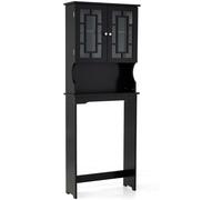 CostwayMeuble Au-dessus Des Toilettes Meuble de Salle de Bain à 2 Portes Armoire de Toilettes en Mdf 60x20,5x170,5cm Noir