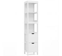 CostwayMeuble Colonne de Salle de Bain Armoire Haute de Rangement Ouvert avec 2 Tiroirs en Mdf 305x305x145cm Blanc