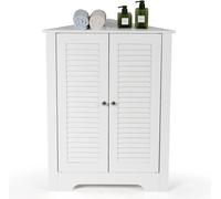 CostwayMeuble d'Angle avec 2 Portes et Étagère Réglable Meuble de Rangement Autoportant pour Salle de Bain Entrée Salon Chambre Blanc