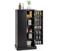 CostwayMeuble de Rangement 120 cm Armoire de Rangement de Cuisine à 2 Portes Dispositifs Anti-basculement Noir