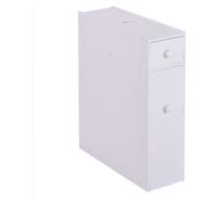 CostwayMeuble de Rangement à 2 Tiroirs pour Cuisine Salle de Bains Toilettes Porte-brosse WC Intégré en MDF 16x48x58cm Blanc