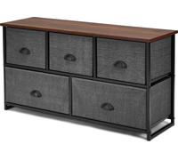 CostwayMeuble de Rangement à 5 Tiroirs Tissu Commode de Chambre 100 x 30 x 53,5 cm
