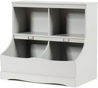 CostwayMeuble de Rangement à Jouet pour Enfant Inclus 4 Compartiments de Rangement Avec Coin Arrondis et Surface Lisse Gris