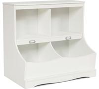 CostwayMeuble de Rangement à Jouet pour Enfant Inclus 4 Compartiments de Rangement Avec Coin Arrondis et Surface Lisse Blanc