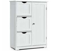 CostwayMeuble de Rangement avec 3 Tiroirs&1 Placard Étagère Réglable pour Salon Salle de Bain Chambre Bureau 60x30x81 cm Blanc