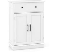 CostwayMeuble de Rangement de Salle de Bain avec Portes Buffet Moderne avec Tiroir et Étagère Réglable Meuble de Bar à Café Blanc