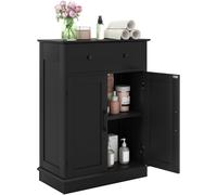 CostwayMeuble de Rangement de Salle de Bain avec Portes Buffet Moderne avec Tiroir et Étagère Réglable Meuble de Bar à Café Noir