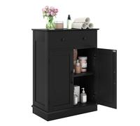 CostwayMeuble de Rangement de Salle de Bain avec Portes Buffet Moderne avec Tiroir et Étagère Réglable Meuble de Bar à Café Noir