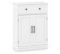 CostwayMeuble de Rangement de Salle de Bain avec Portes Buffet Moderne avec Tiroir et Étagère Réglable Meuble de Bar à Café Blanc