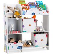CostwayMeuble de Rangement Jouet Enfants avec Motif Astronaute & 5 Compartiments Étagère de Jouets avec 2 Tiroirs Amovibles 93x30x102cm