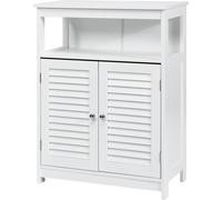 CostwayMeuble de Rangement pour Salle de Bain Meuble sur Pieds en Bois avec Placard 2 Portes pour Salle de Bain Salon Chambre Blanc