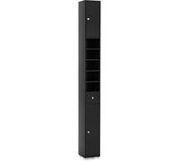 CostwayMeuble de Rangement Salle de Bain Meuble Colonne avec 2 Placards à Porte 1 Tiroir et 5 Étagères Réglables 20x20x180cm Noir