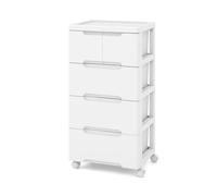 CostwayMeuble de Rangement sur Roulettes Commode Verticale à 4 Tiroirs Roulettes Universelles et Verrouillables Chariot de Rangement Blanc