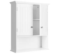 CostwayMeuble de Salle de Bain Armoire Murale avec 2 Portes Étagères Réglables Armoire à Pharmacie de Rangement 60x19x71cm Blanc