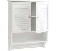 CostwayMeuble de Salle de Bain Armoire Murale avec 2 Portes Étagères Réglables et Porte-Serviettes 60 x 22 x 75 cm Blanc