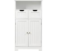 CostwayMeuble de Salle de Bain Armoire Rangement de Toilette 60 x 30 x 109 CM avec 2 Tiroirs et 2 Portes Blanche