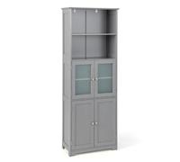 CostwayMeuble de Salle de Bain avec Étagères Réglables 60x30x163cm Gris