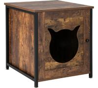 CostwayMeuble Litiere Chat Cadre en métal antirouille Industriel Maison de Toilette Chat Bonne respirabilité 50x53x55 cm