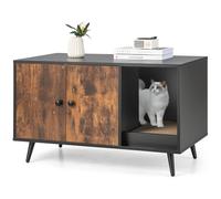 CostwayMeuble Moderne pour Bac à Litière pour Chat Armoire à double Porte Étagère Ouverte pour Chat Armoire de Toilette pour Chat