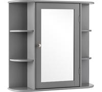 CostwayMeuble Mural Salle de Bain Armoire avec Miroir Rangement de Toilette avec Porte et 6 Etagères 65 x 17 x 64 cm Gris